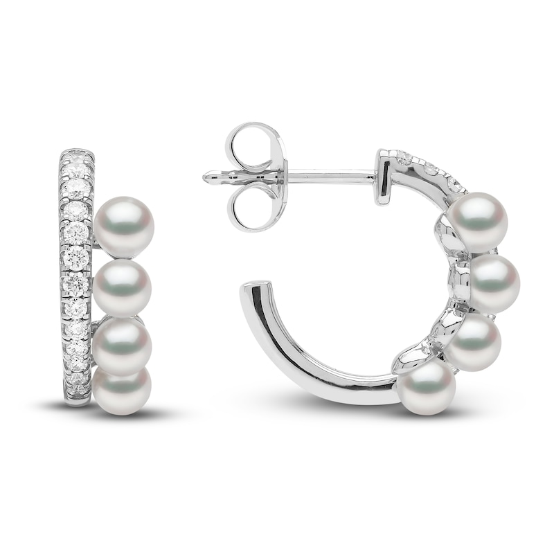 Yoko London Akoya Cultured Pearl Earrings 1/3 ct tw Diamonds 18K White Gold