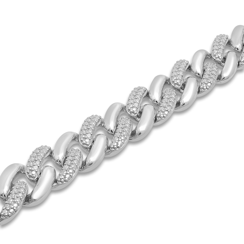 Men's Diamond Curb Link Necklace 1/2 ct tw Round Sterling Silver 20"