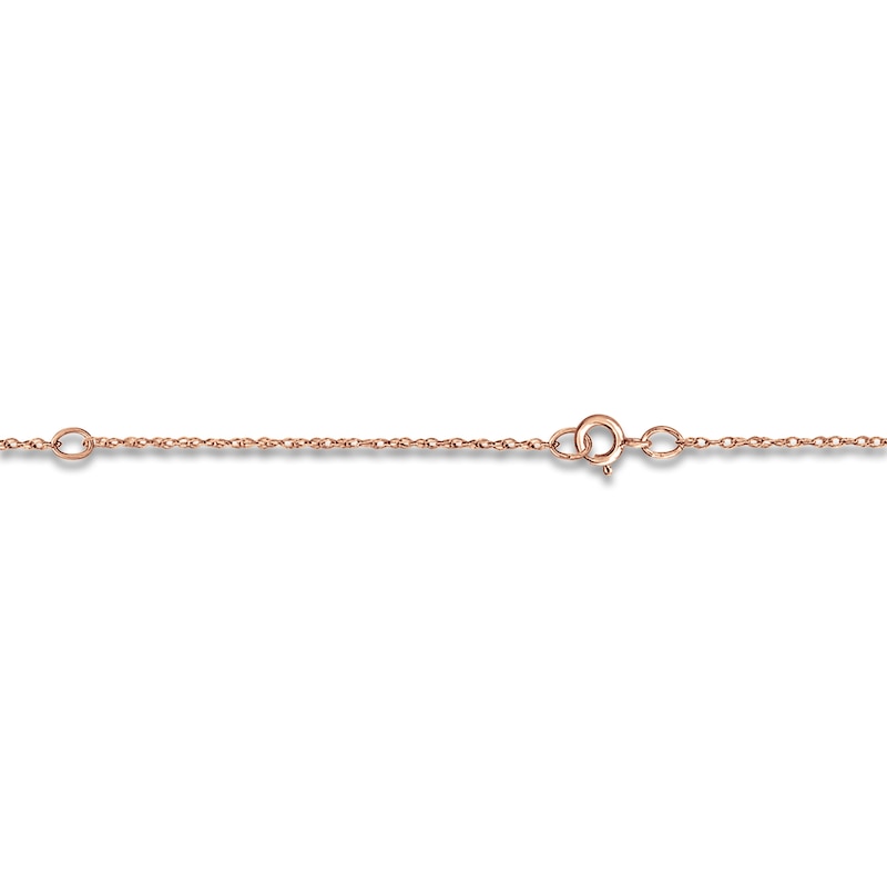 Personalized High-Polish Flower Necklace Diamond Accent 14K Rose Gold 18"