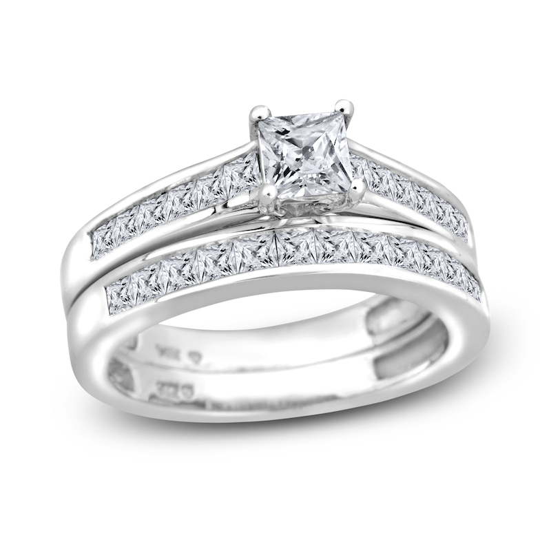 Diamond Bridal Set 1-1/2 ct tw Princess 14K White Gold