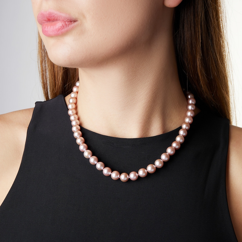 Yoko London Pink Freshwater Cultured Pearl Necklace 18K White Gold 18"