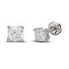 Thumbnail Image 2 of Lab-Created Diamond Solitaire Stud Earrings 1 ct tw Cushion 14K White Gold (SI2/F)