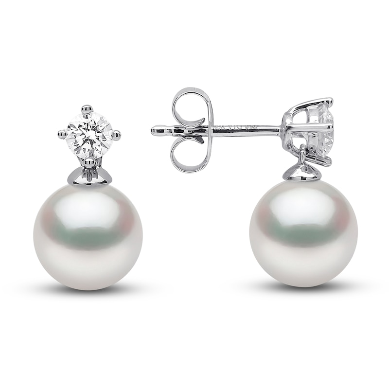 Yoko London Akoya Cultured Pearl Dangle Earrings 1/5 ct tw Diamonds 18K White Gold