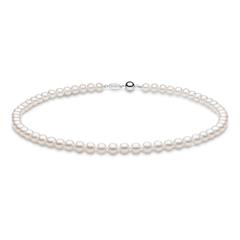 Yoko London White Freshwater Cultured Pearl Necklace 18K White Gold 18"