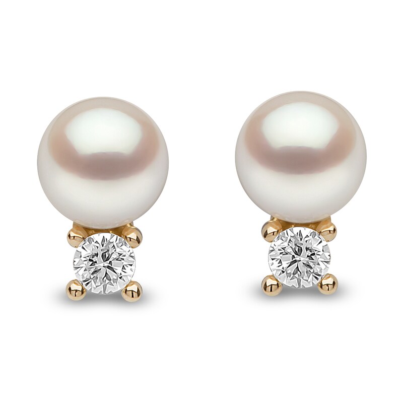 Yoko London Freshwater Cultured Pearl Earrings 1/20 ct tw Diamonds 18K Yellow Gold