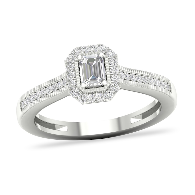 Diamond Ring 1/3 ct tw Emerald-cut 14K White Gold