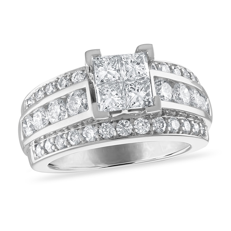 Diamond Engagement Ring 2-5/8 ct tw Princess/Round 14K White Gold
