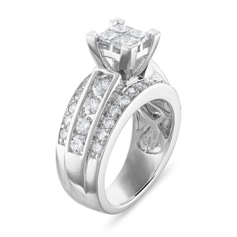 Diamond Engagement Ring 2-5/8 ct tw Princess/Round 14K White Gold