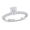 Thumbnail Image 0 of Lab-Created Diamond Engagement Ring 1 ct tw Oval/Round 14K White Gold