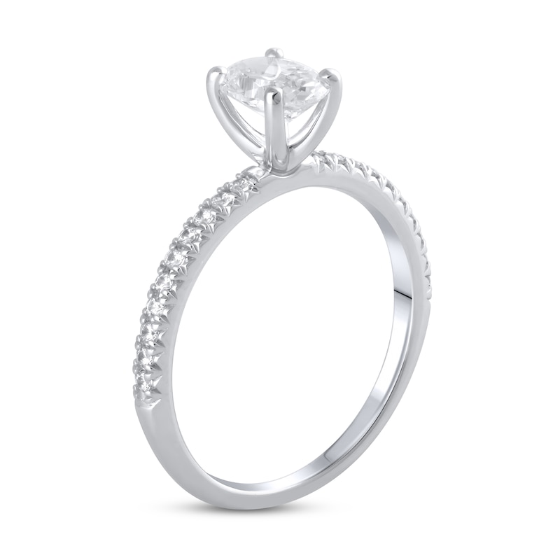Lab-Created Diamond Engagement Ring 1 ct tw Oval/Round 14K White Gold