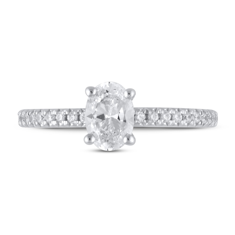 Lab-Created Diamond Engagement Ring 1 ct tw Oval/Round 14K White Gold