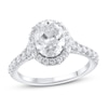 Thumbnail Image 0 of Lab-Created Diamond Engagement Ring 2-3/4 ct tw Oval/Round 14K White Gold