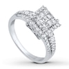 Thumbnail Image 0 of Diamond Ring 1 ct tw Princess & Round 14K White Gold