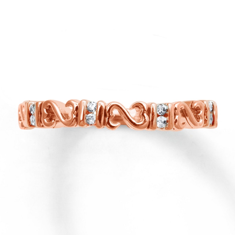 Open Hearts Ring 1/15 ct tw Diamonds 10K Rose Gold