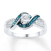 Thumbnail Image 0 of Blue Diamond Ring 1/5 ct tw Round Sterling Silver