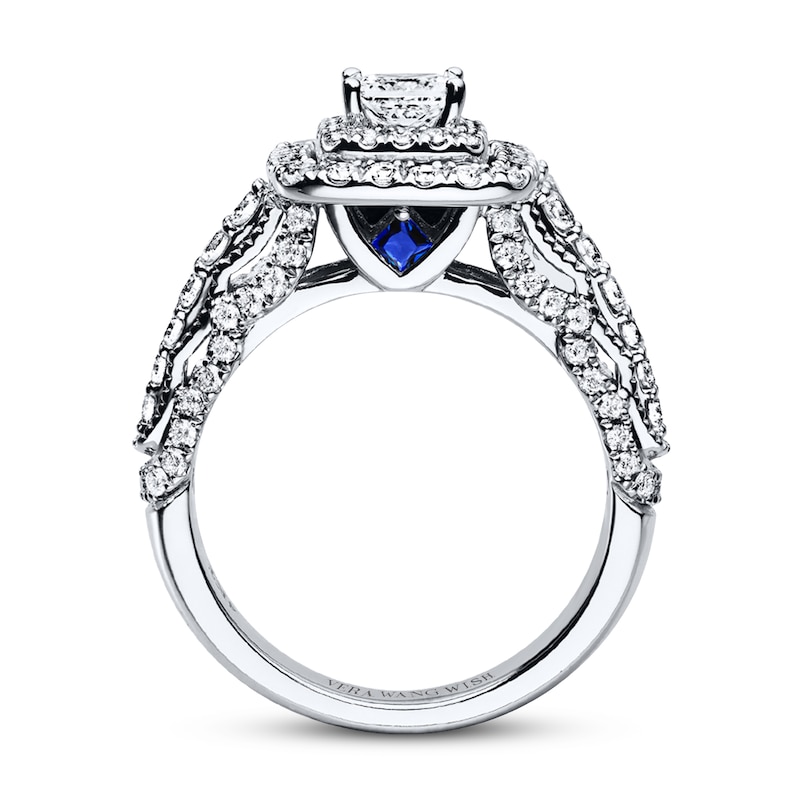 Vera Wang WISH Engagement Ring 1-1/2 ct tw Princess/Round 14K White Gold Ring