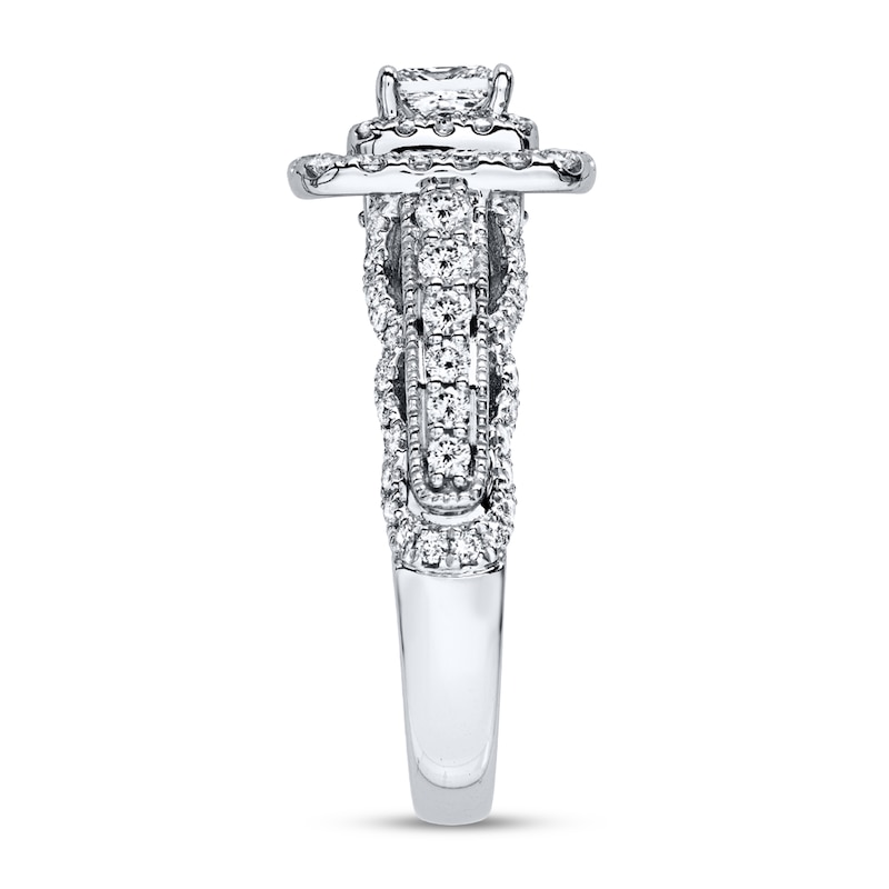 Vera Wang WISH Engagement Ring 1-1/2 ct tw Princess/Round 14K White Gold Ring