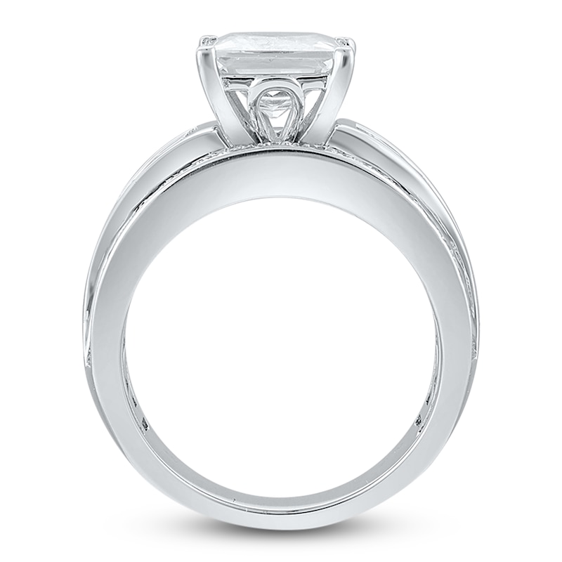 Lab-Created Diamond Engagement Ring 4 ct tw Princess/Round 14K White Gold