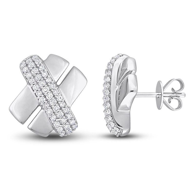 Y-Knot Diamond Stud Earrings 3/8 ct tw Round 14K White Gold