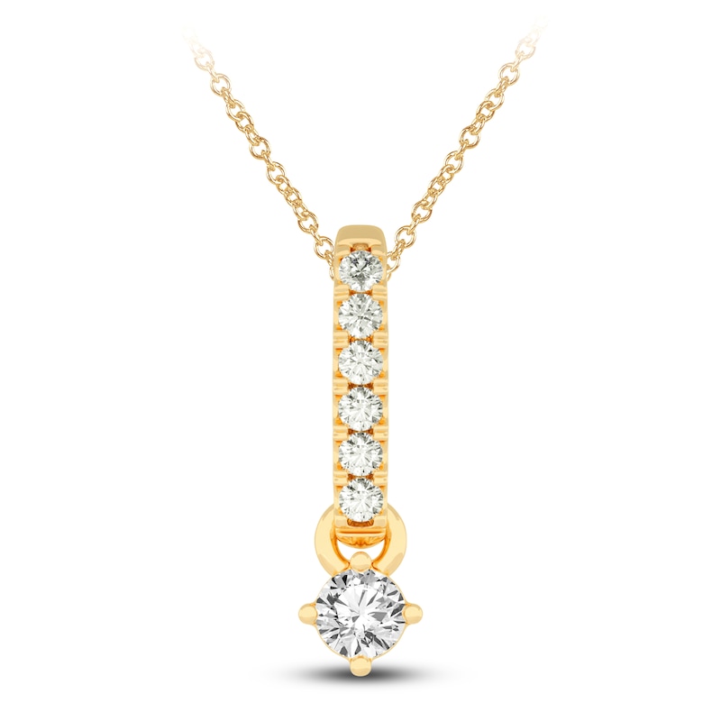 Diamond Pendant Necklace 3/8 ct tw Round 14K Yellow Gold 18"