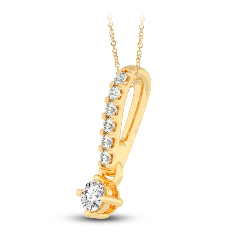 Diamond Pendant Necklace 3/8 ct tw Round 14K Yellow Gold 18"