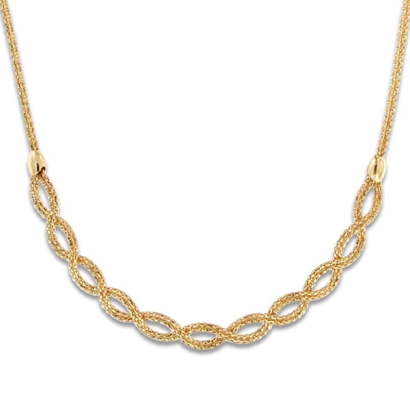 Italia D'Oro Braided Chain Necklace 14K Yellow Gold 17"