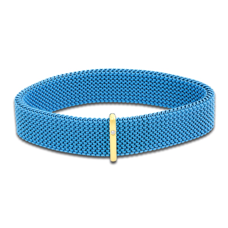 ZYDO Turquoise Stretch Bracelet 18K Yellow Gold/Stainless Steel 6.5"