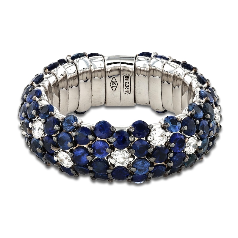 ZYDO Natural Blue Sapphire & Diamond Ring 1/3 ct tw 18K White Gold