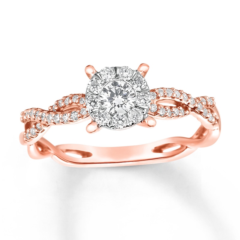 Diamond Promise Ring 3/8 carat tw Round 10K Rose Gold