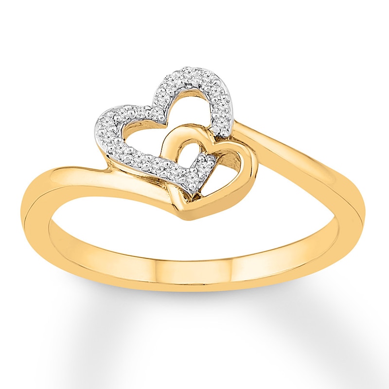 Diamond Heart Ring 1/15 ct tw Round 10K Yellow Gold