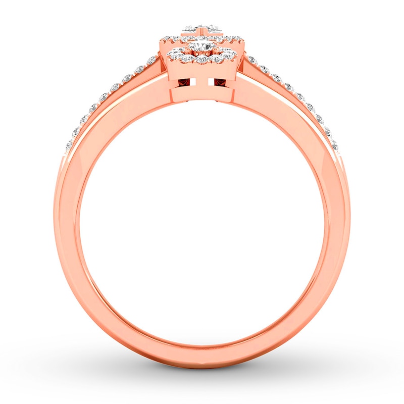 Diamond Directional Ring 1/2 ct tw Marquise/Round 14K Rose Gold