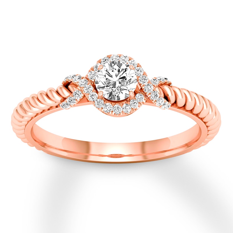 Diamond Promise Ring 3/8 ct tw Round 10K Rose Gold