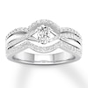 Thumbnail Image 0 of Diamond Anniversary Ring 3/4 ct tw Oval/Round 14K White Gold