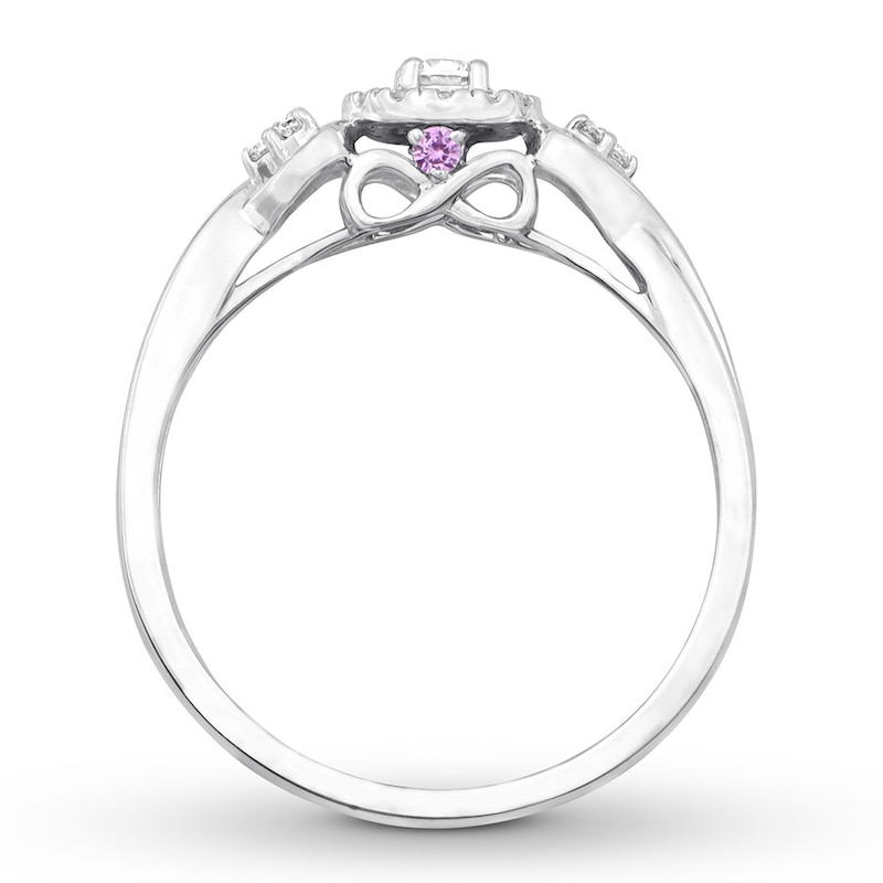 Diamond & Natural Pink Sapphire Promise Ring 1/5 ct tw Sterling Silver