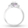 Thumbnail Image 1 of Diamond & Natural Pink Sapphire Promise Ring 1/6 carat tw Round 10K White Gold