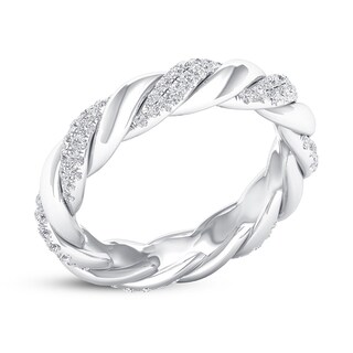 Details about / 14K White Gold Twisted knuckle Band Ring