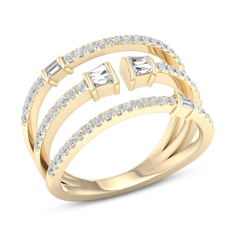Diamond Ring 1/2 ct tw Round/Baguette 10K Yellow Gold