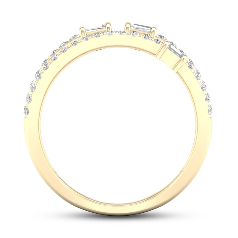 Diamond Ring 1/2 ct tw Round/Baguette 10K Yellow Gold