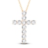 Thumbnail Image 0 of Lab-Created Diamond Cross Pendant Necklace 5-1/2 ct tw Round 14K Yellow Gold