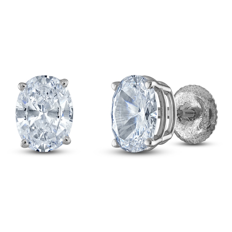 Oval-Cut Lab-Created Diamond Solitaire Stud Earrings 1-1/4 ct tw 14K White Gold (F/SI2)