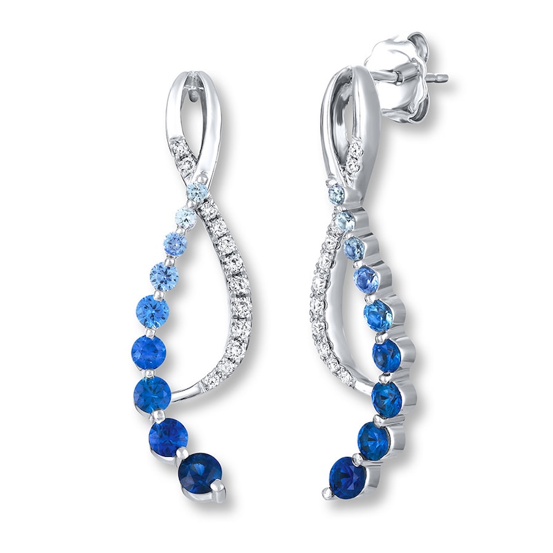 Le Vian Natural Blue Sapphire Denim Ombre Earrings 1/6 ct tw Diamonds 14K Vanilla Gold