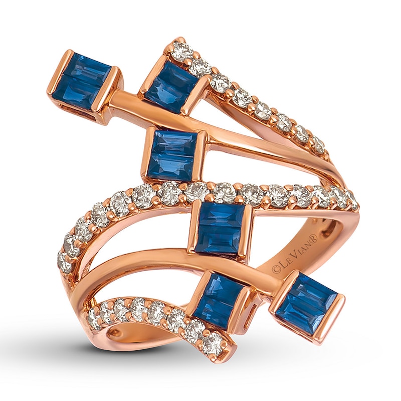 Le Vian Natural Sapphire Ring 5/8 ct tw Diamonds 14K Strawberry Gold