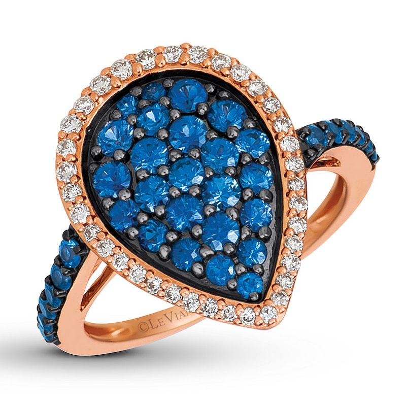 Le Vian Natural Sapphire Ring 1/4 ct tw Diamonds 14K Strawberry Gold