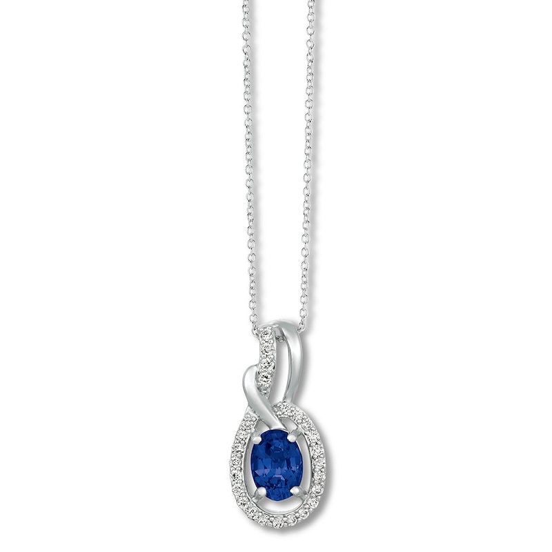 Le Vian Ceylon Sapphire Necklace 1/6 ct tw Diamonds 14K Gold