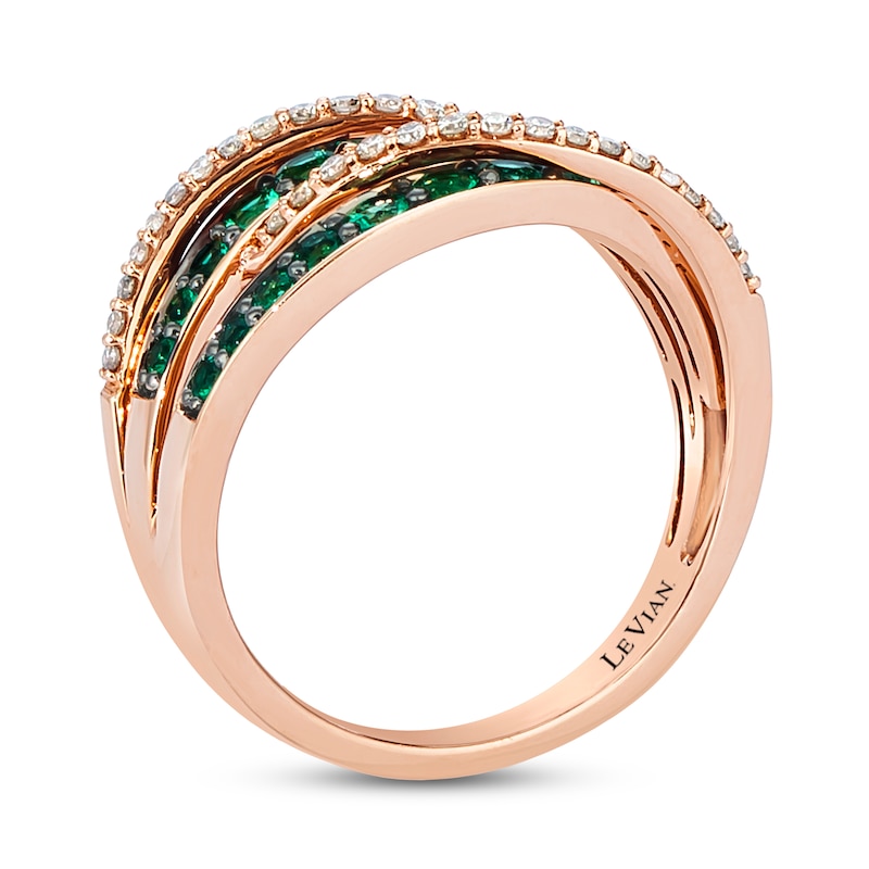 Le Vian Natural Emerald Ring 1/5 ct tw Diamonds 14K Strawberry Gold