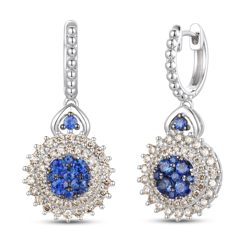 Le Vian Natural Blue Sapphire Earrings 7/8 ct tw Diamonds 14K Vanilla Gold