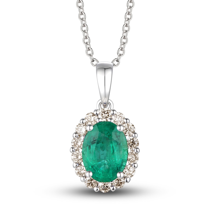 Le Vian Natural Emerald Pendant Necklace 1/4 ct tw Diamonds 14K Vanilla Gold