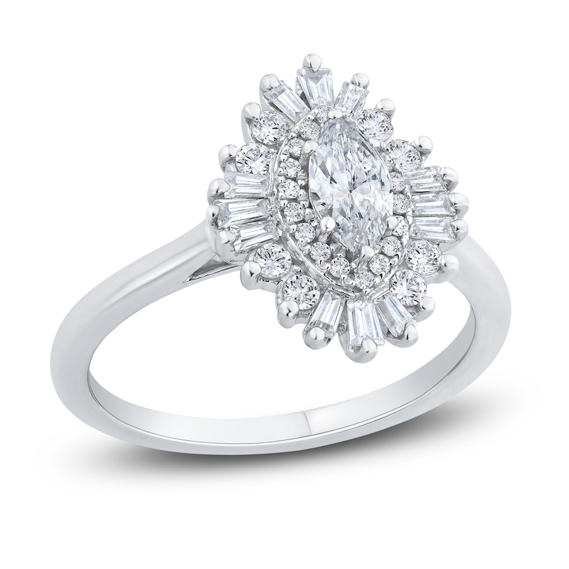 Diamond Engagement Ring 3/4 ct tw Marquise 14K White Gold