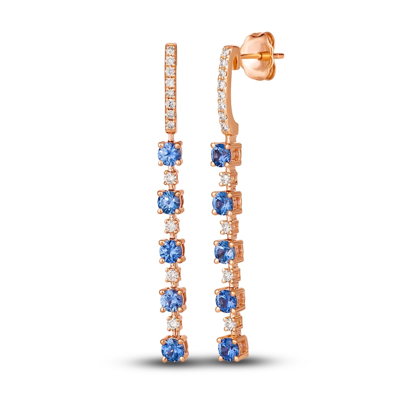 Le Vian Natural Blue Sapphire Earrings 1/4 ct tw Diamonds 14K Strawberry Gold