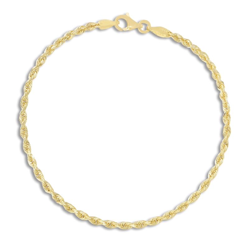 Diamond-Cut Rope Chain Anklet 14K Yellow Gold 10"